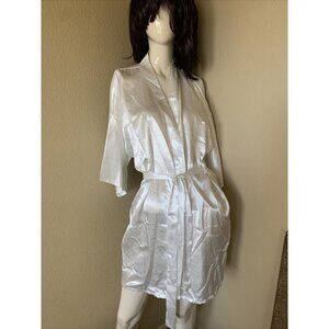 White Satin Bride Robe Kimono Size Small